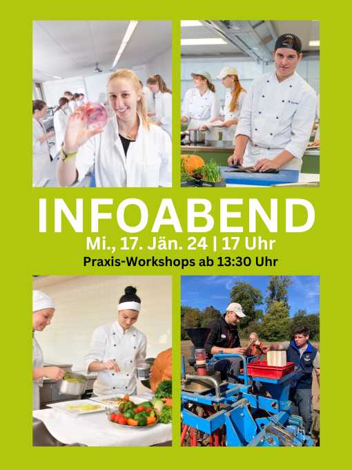 Infoabend und Praxis-Workshops am 17. Jänner 2024 an der HBLA Pitzelstätten