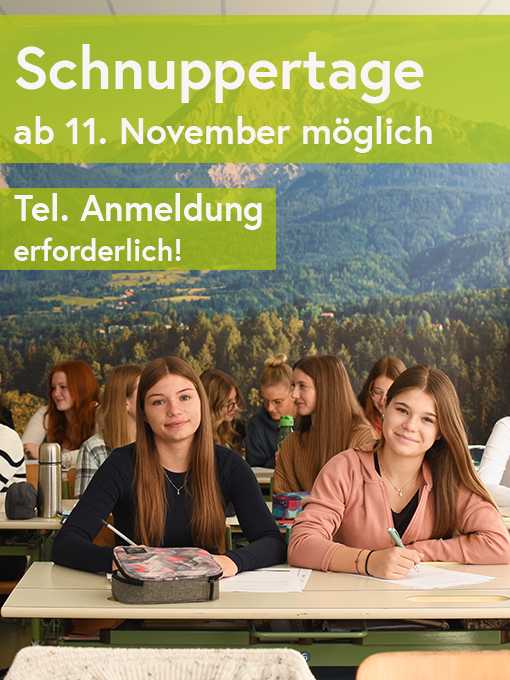 Schnuppertage an der HBLA Pitzelstätten sind ab 11. November 2026 möglich!