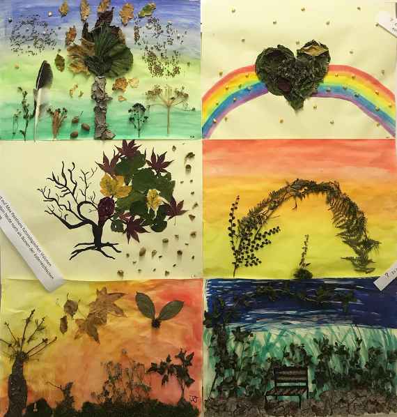 Von Schülerinnen und Schülern erstellte Collage zum Thema Wald